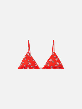Top de bikini triangular Red Janet con estampado paisley 