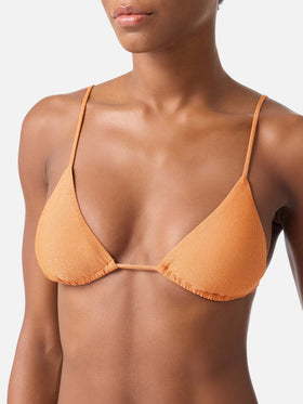 Bikini de triángulo Janet Virgo orange lurex 