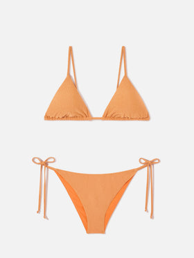 Bikini de triángulo Janet Virgo orange lurex 