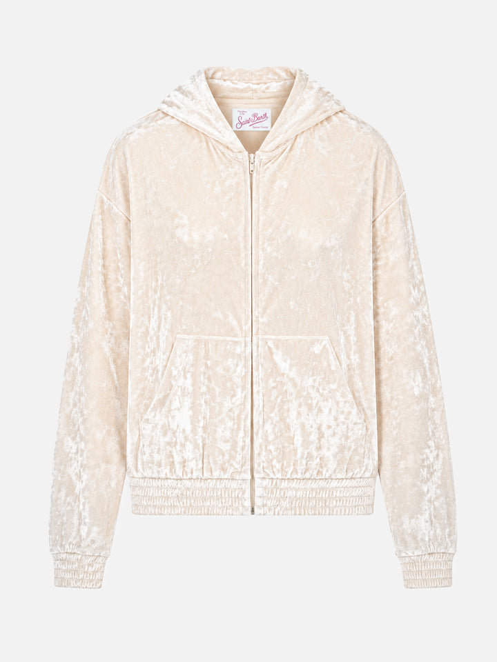 Jasmine pale yellow chenille zip hoodie