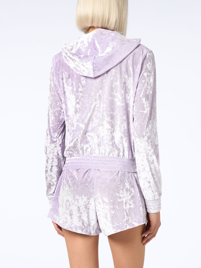 Woman lilac chenille zipped hoodie Jasmine