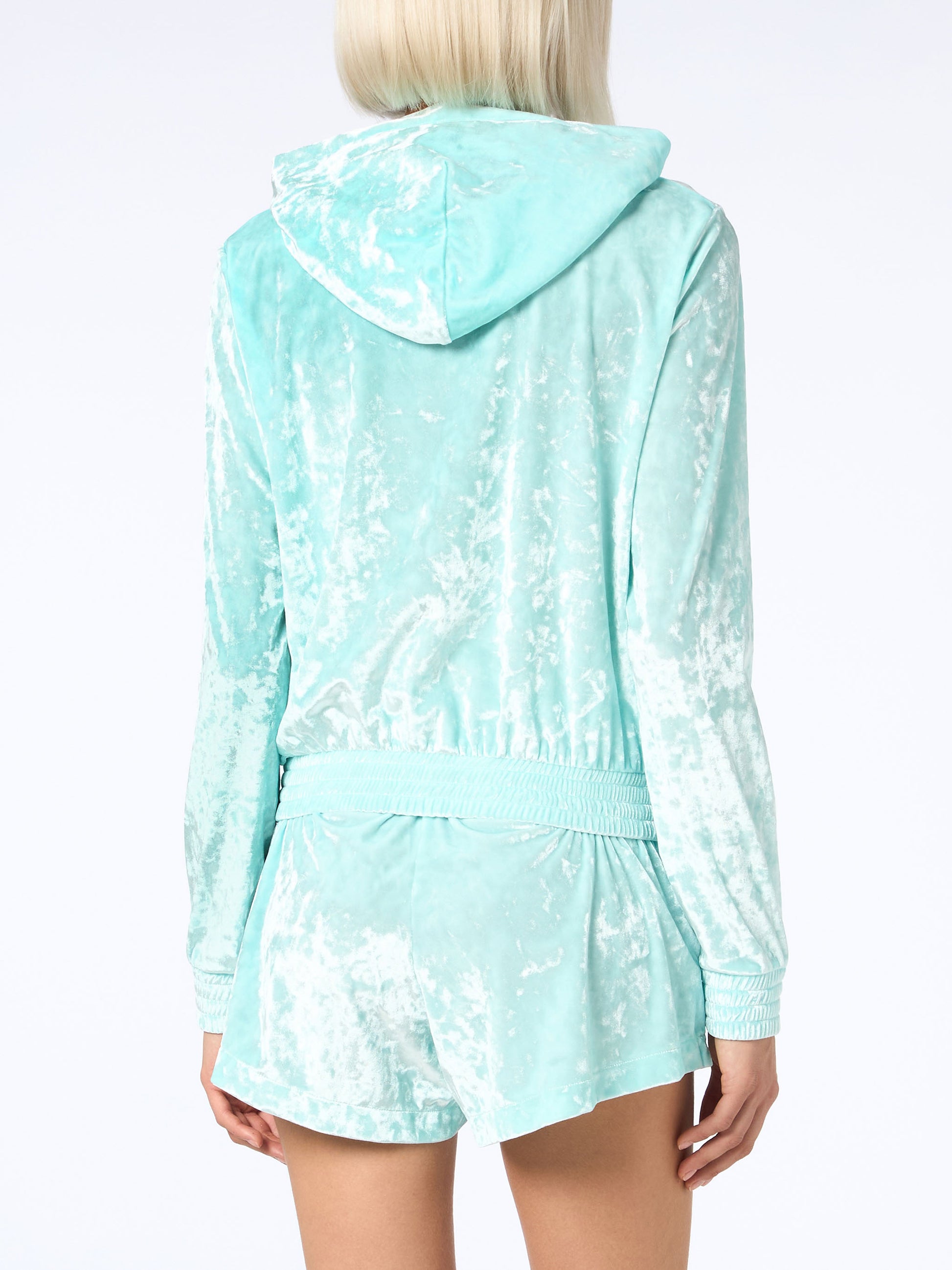 Woman water green chenille zipped hoodie Jasmine - MC2 Saint Barth