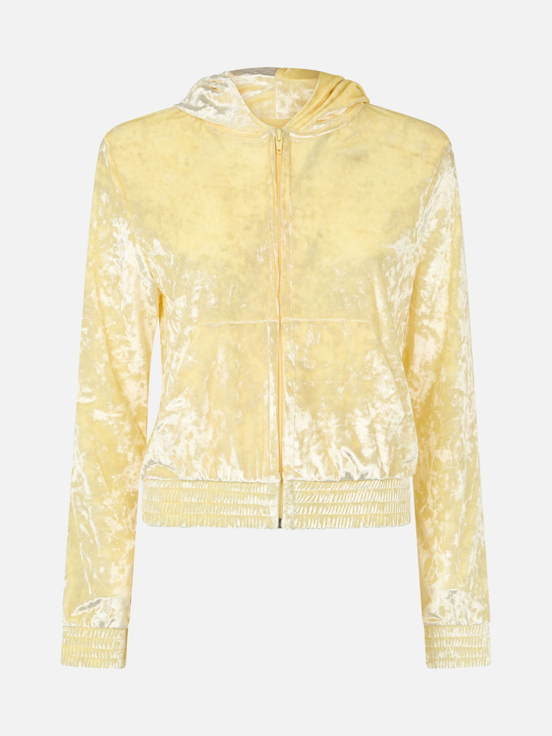 Woman pale yellow chenille zipped hoodie Jasmine