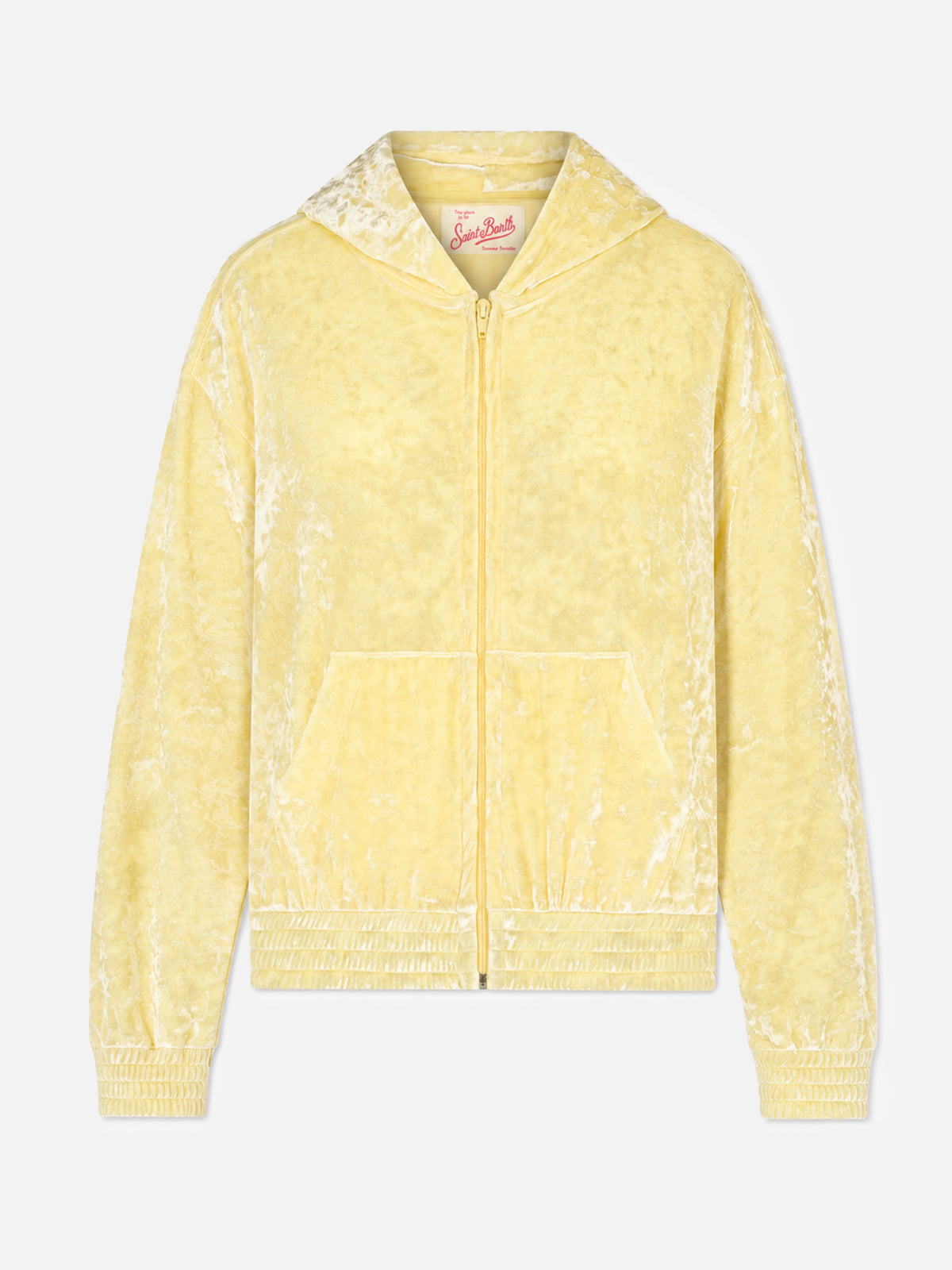Sudadera con capucha y cremallera en rizo amarillo pálido Jasmine 