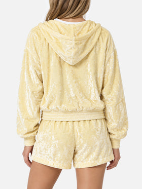 Sudadera con capucha y cremallera en rizo amarillo pálido Jasmine 