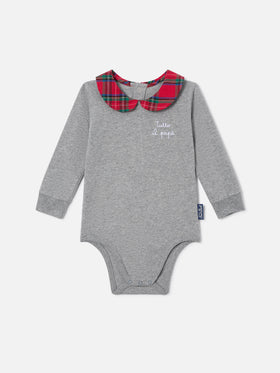 Grauer Jacques Body aus Bio-Baumwolle mit Tutto Il Papà-Stickerei 