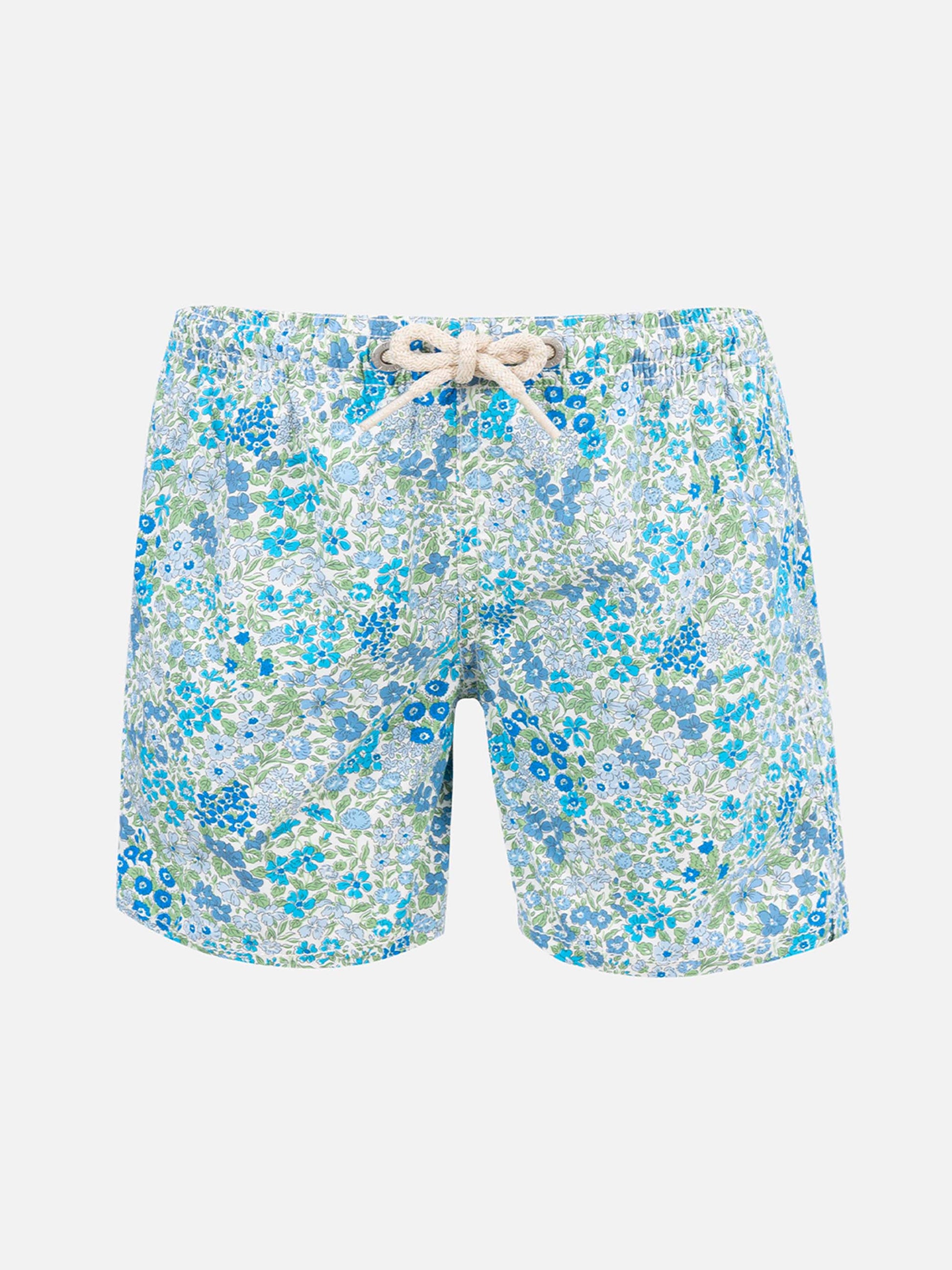 Boy mid-length Jean swim-shorts with Joanna Luise print | MADE WITH LIBERTY FABRIC - MC2 Saint Barth