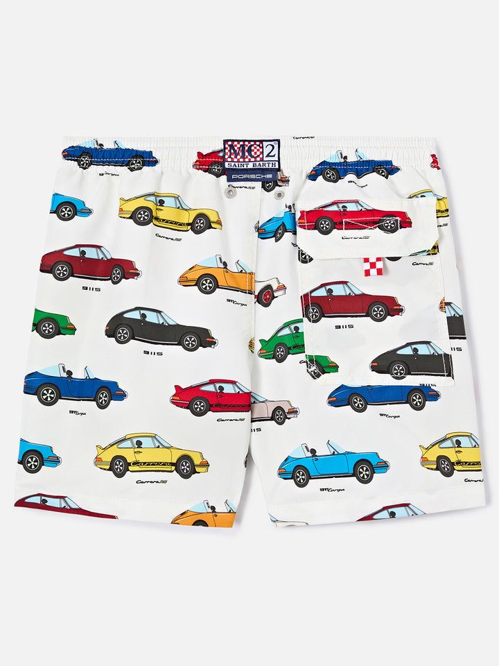 Jean swim shorts with all-over Porsche print | Special Edition