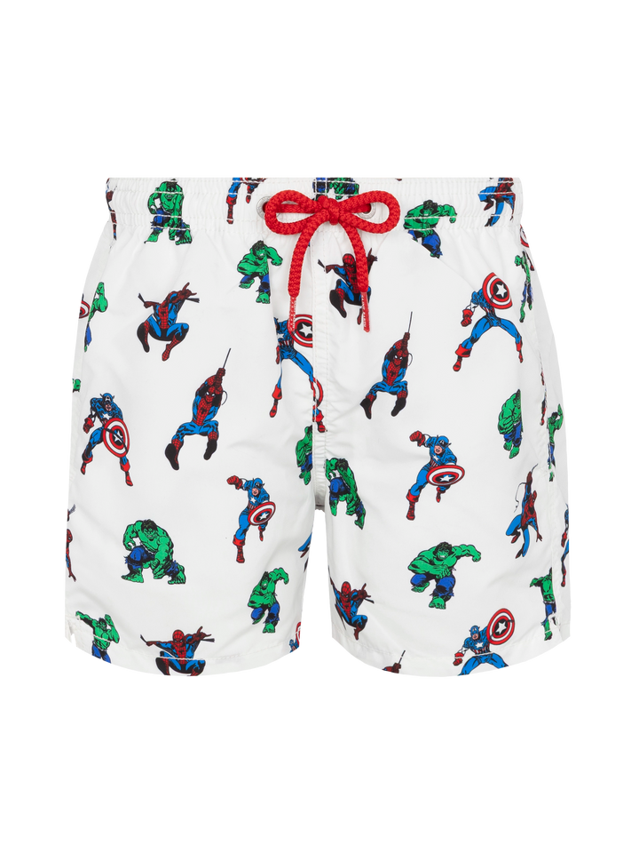Jean mid-length swim shorts with Marvel super heroes print | MARVEL SPECIAL EDITION - MC2 Saint Barth