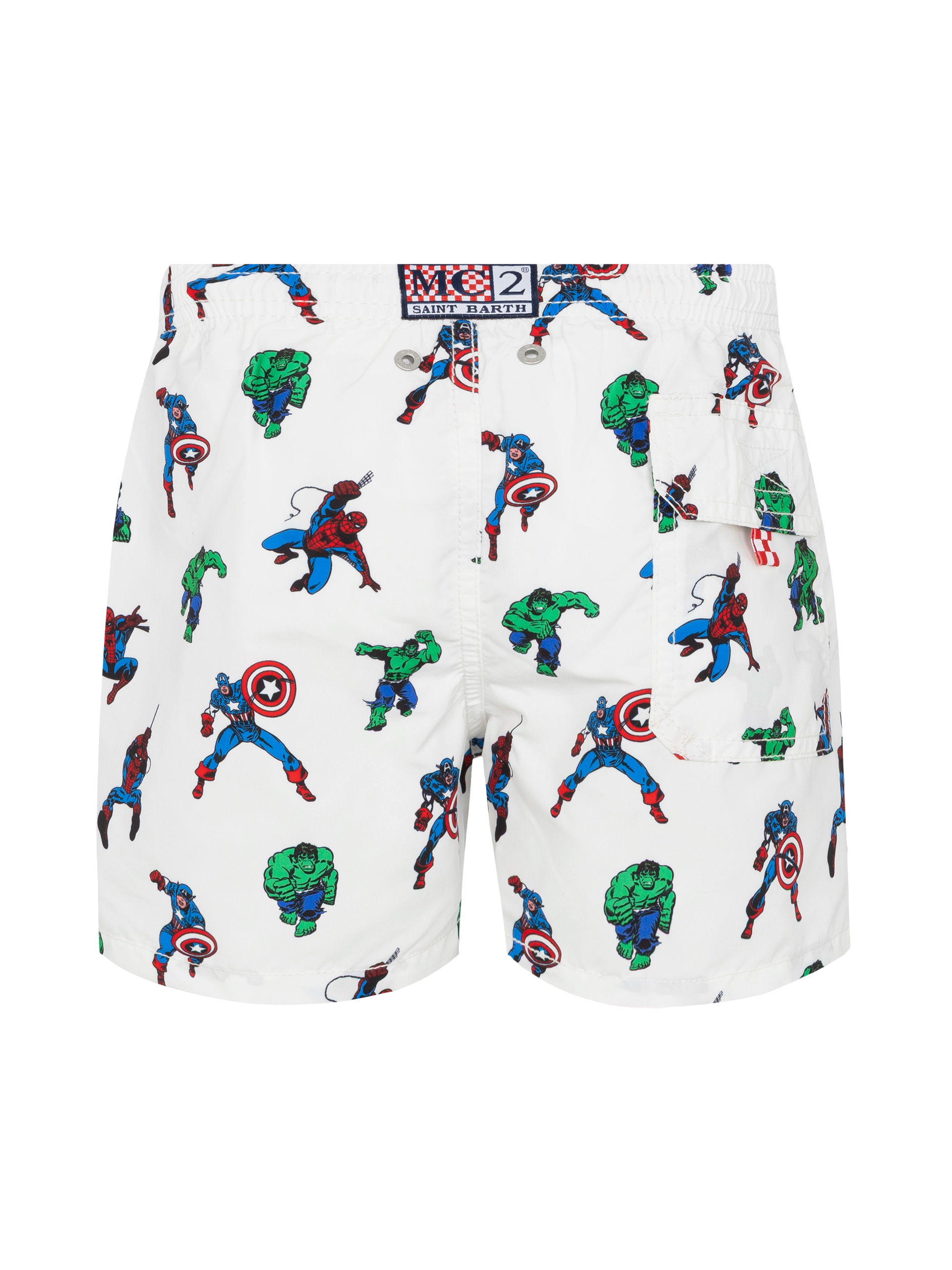 Jean mid-length swim shorts with Marvel super heroes print | MARVEL SPECIAL EDITION - MC2 Saint Barth