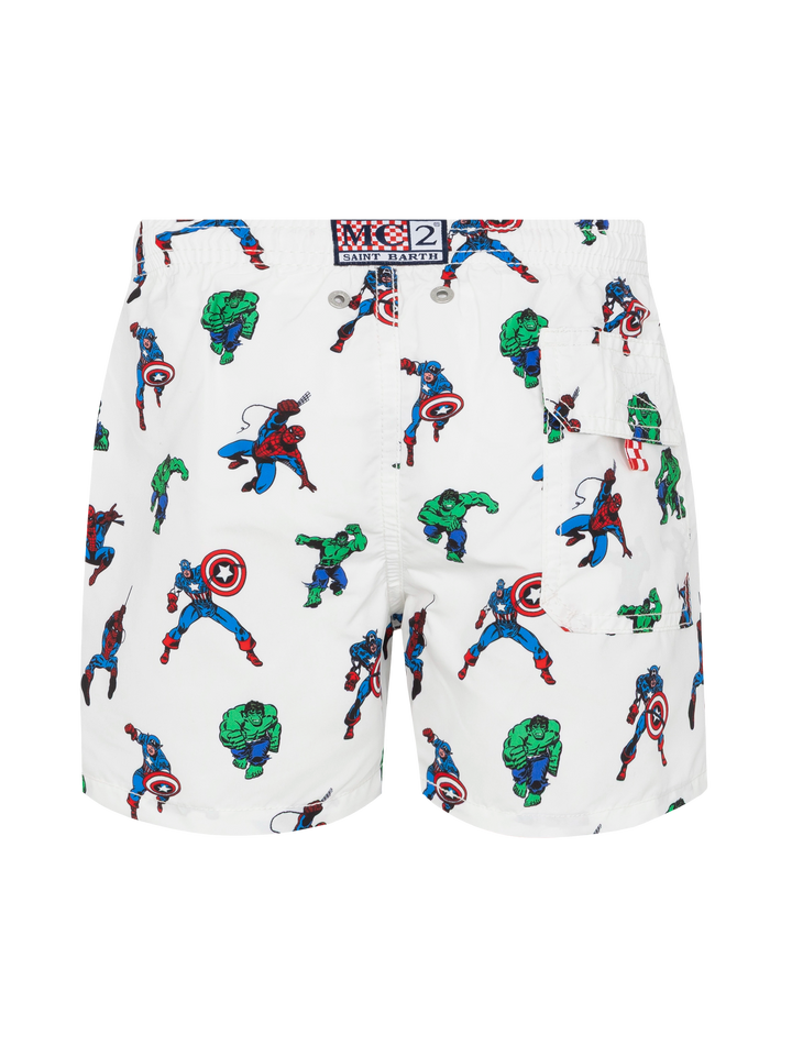 Jean mid-length swim shorts with Marvel super heroes print | MARVEL SPECIAL EDITION - MC2 Saint Barth