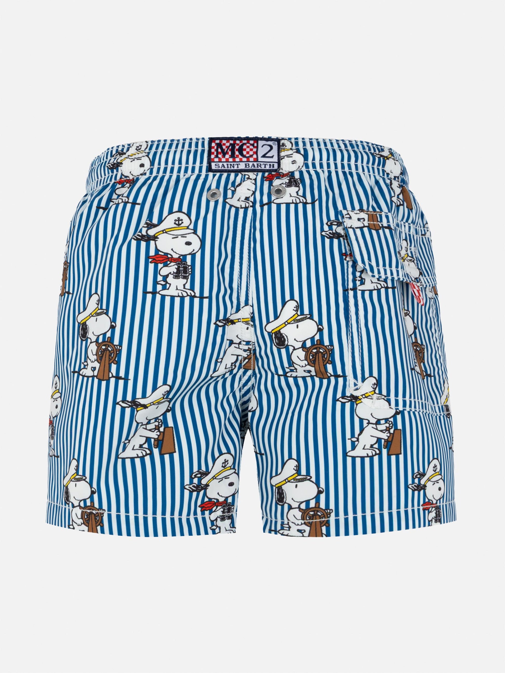 Jean mid-length swim shorts with Snoopy print | SNOOPY PEANUTS® SPECIAL EDITION - MC2 Saint Barth