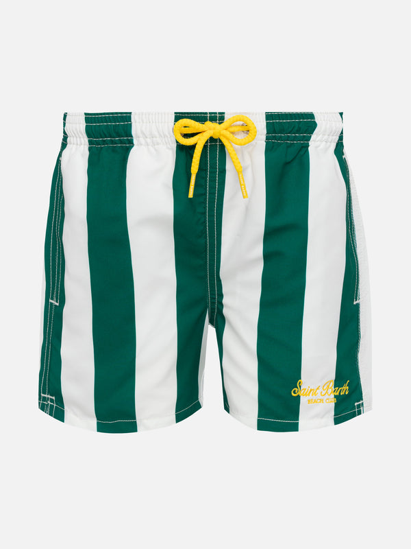 Jean mid-length swim shorts with striped print