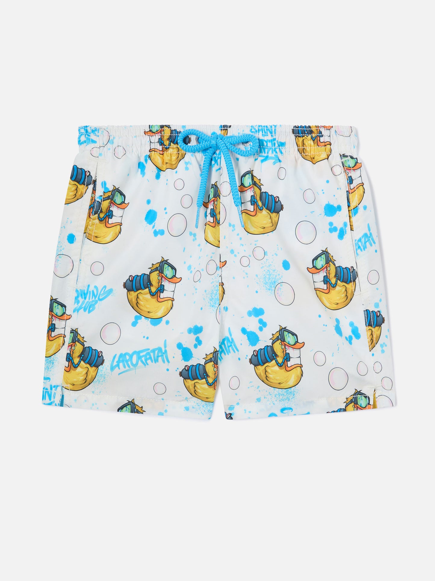 Bañador infantil de largo medio en tejido vaquero con estampado Crypto Ducky | CRYPTOPUPPETS SPECIAL EDITION 