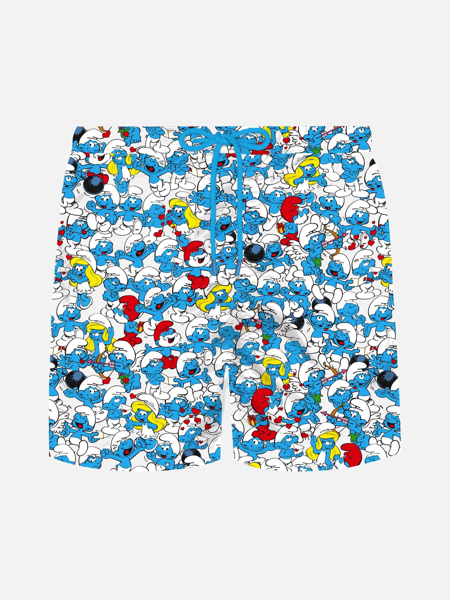 Jeans-Badeshorts in Midi-Länge mit Schlümpfen-Print | DIE SCHLUMPF-SONDEREDITION