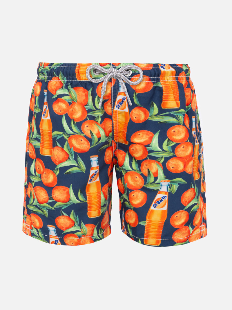 Jungen-Badeshorts mit Orangen-Print