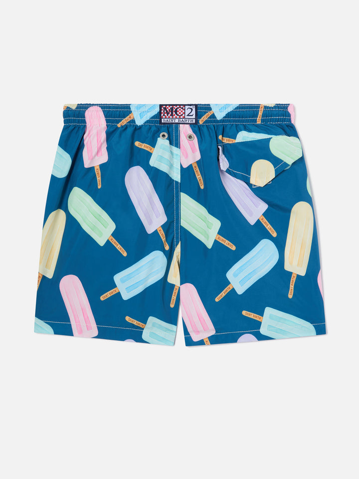 Leichte Bade-Shorts aus Stoff für Jungen Jean Lighting mit Eis-am-Stiel-Print 