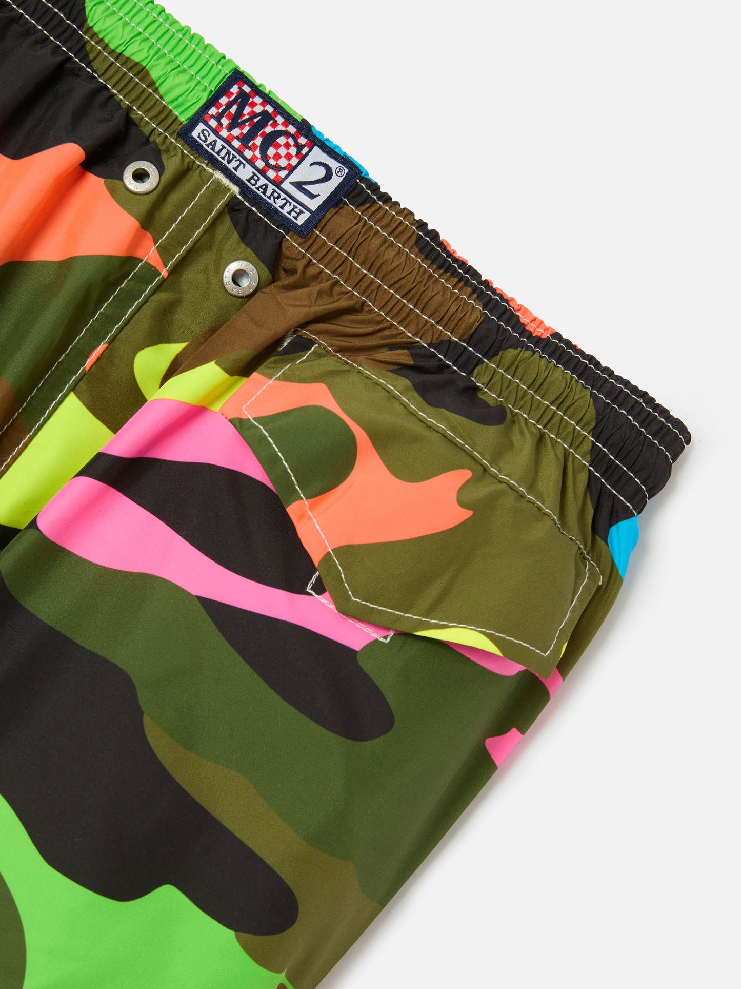 Badeshorts für Jungen mit mehrfarbigem Fluo-Camouflage-Print