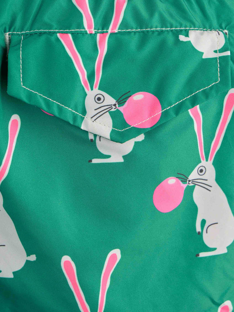 Boy lightweight fabric swimshorts with Big Babol rabbit print | BIG BABOL SPECIAL EDITION