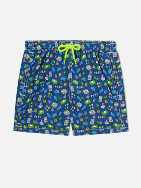 Bañador short para niño con estampado de juegos retro 