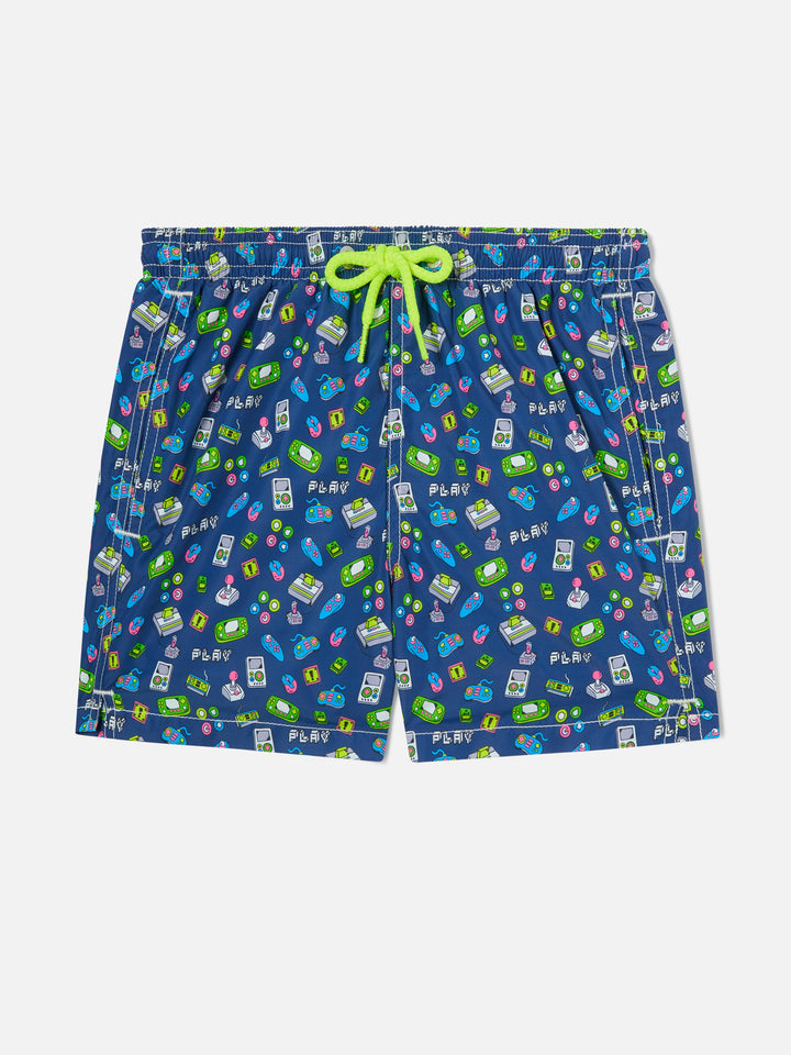Short de bain garçon à imprimé jeux rétro 