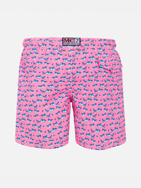 Boy light fabric swim shorts with sharks print - MC2 Saint Barth