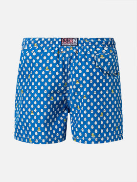 Leichte Badeshorts aus Jeansstoff mit Entenei-Print