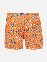 Boy light fabric swim shorts with penguins print