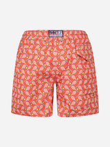 Boy lightweight fabric swim-shorts Jean Lighting with tennis print