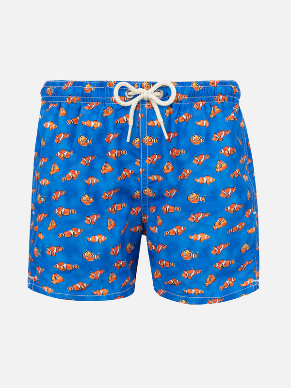 Boy light fabric swim shorts with clownfish print