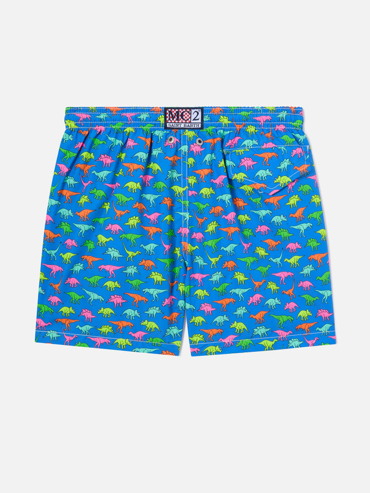 Bañador tipo shorts para niño con estampado multicolor de dinosaurios 
