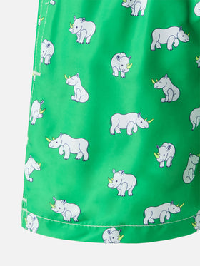 Costume mare Jean Lighting in tessuto leggero con stampa rinoceronti