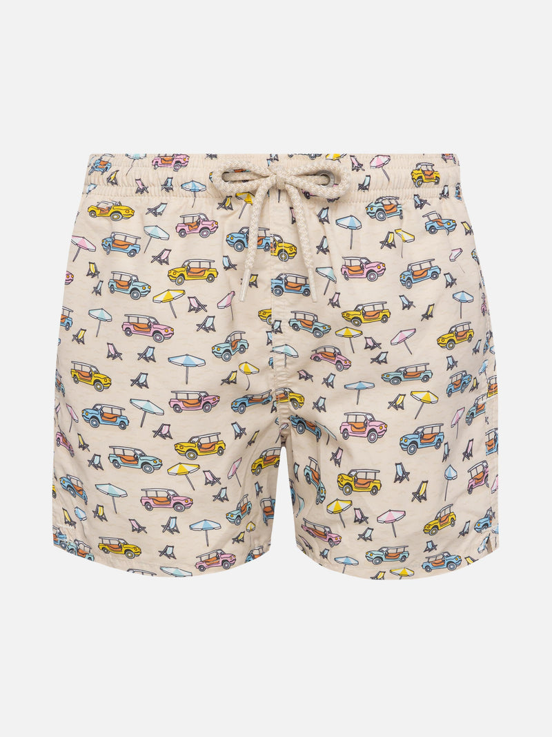 Jean Lighting lightweight fabric swim shorts with Spiaggina print | FIAT 500 SPECIAL EDITION