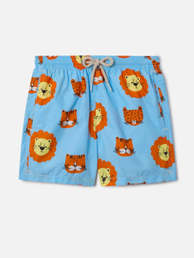 Short de bain garçon en tissu léger Jean Lighting avec imprimé lions 