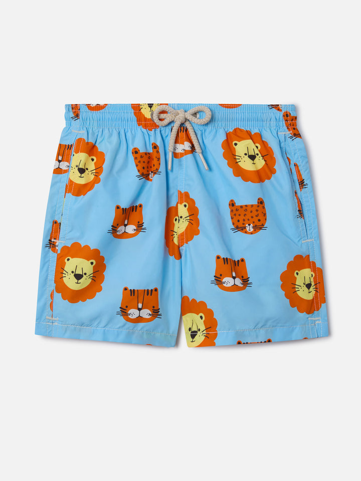 Leichte Badehose aus Stoff für Jungen Jean Lighting mit Löwen-Print 