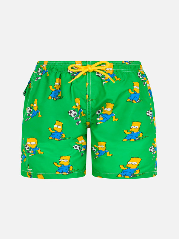 Boy lightweight fabric swim-shorts Jean Lighting with Bart print | THE SIMPSON SPECIAL EDITION