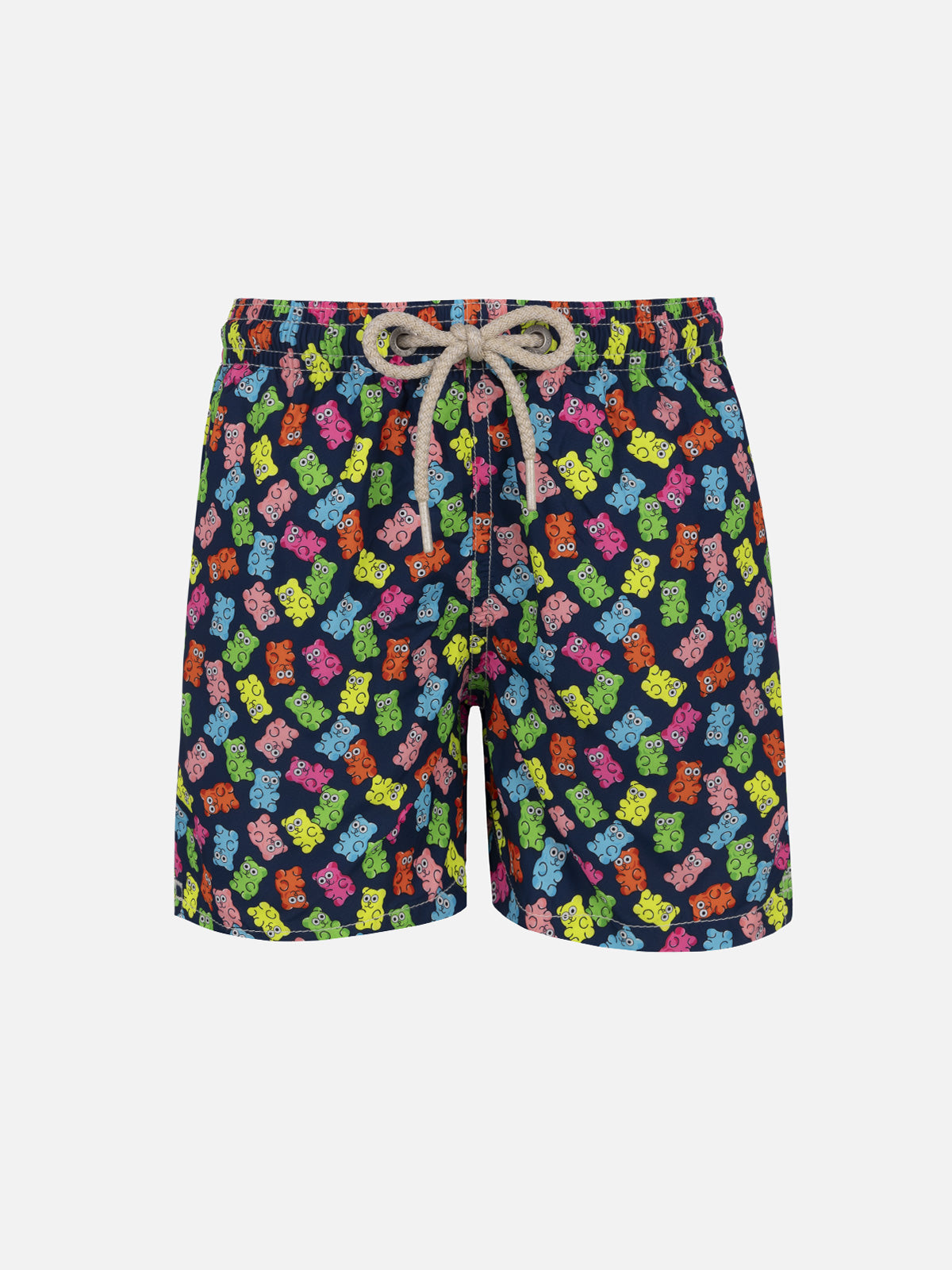 Boy lightweight fabric swim-shorts Jean Lighting with candy bears print - MC2 Saint Barth