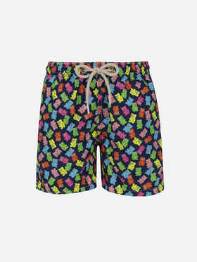 Boy lightweight fabric swim-shorts Jean Lighting with candy bears print - MC2 Saint Barth