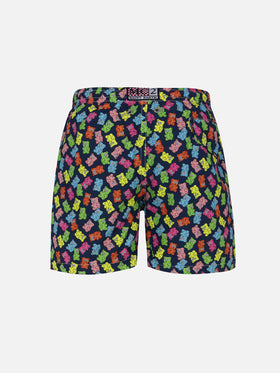 Boy lightweight fabric swim-shorts Jean Lighting with candy bears print - MC2 Saint Barth