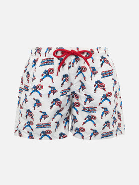 Boy lightweight fabric swim-shorts Jean Lighting with Captain America print | MARVEL SPECIAL EDITION - MC2 Saint Barth