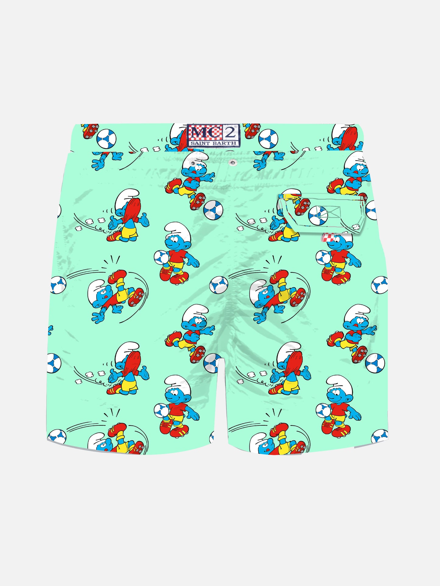 Leichte Badeshorts von Jean Lighting mit Schlümpfe-Print | DIE SCHLÜMPFE SONDEREDITION