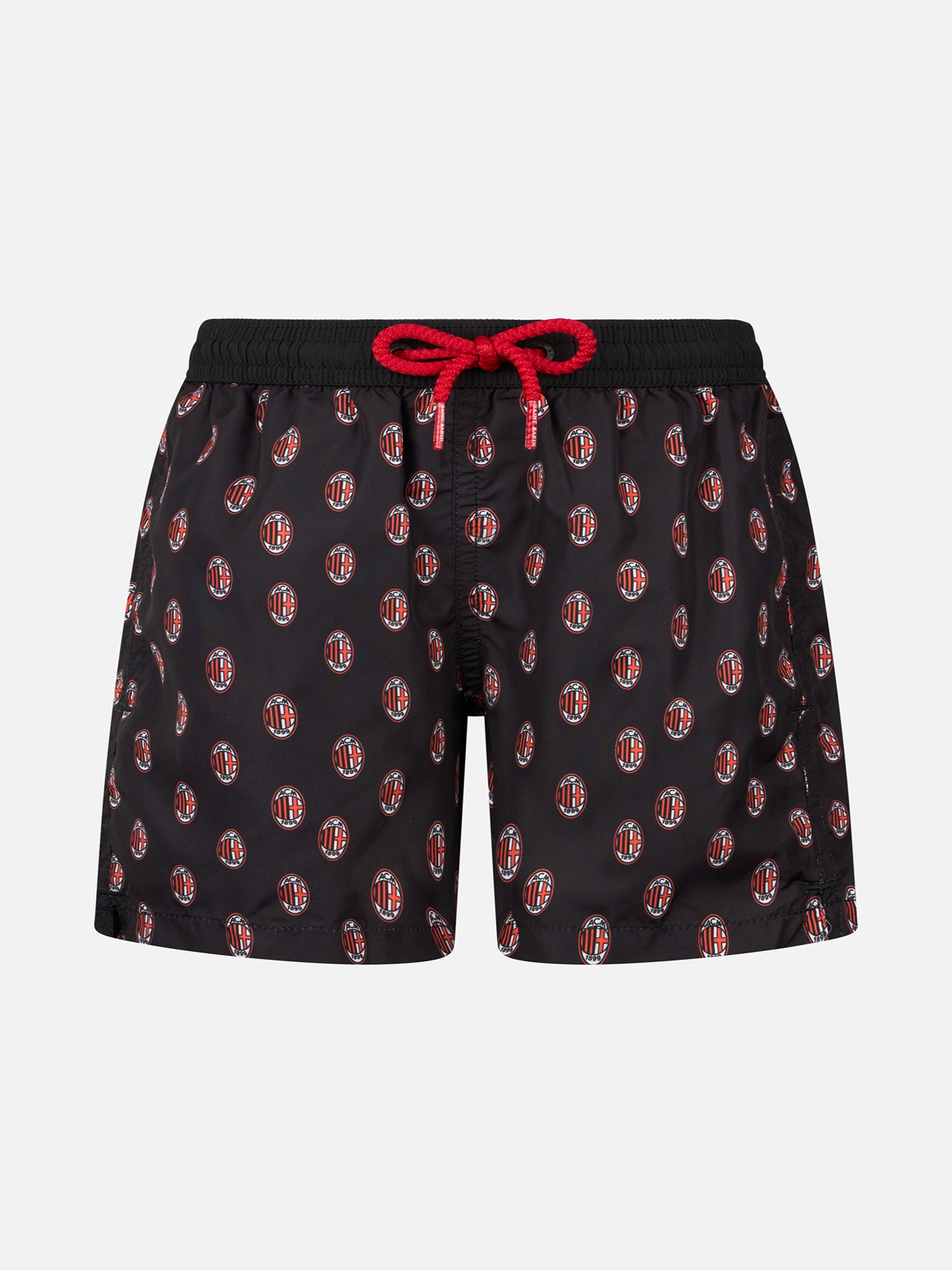 Boy lightweight fabric swimshorts with Milan print | AC MILAN SPECIAL EDITION - MC2 Saint Barth