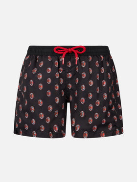 Boy lightweight fabric swimshorts with Milan print | AC MILAN SPECIAL EDITION - MC2 Saint Barth