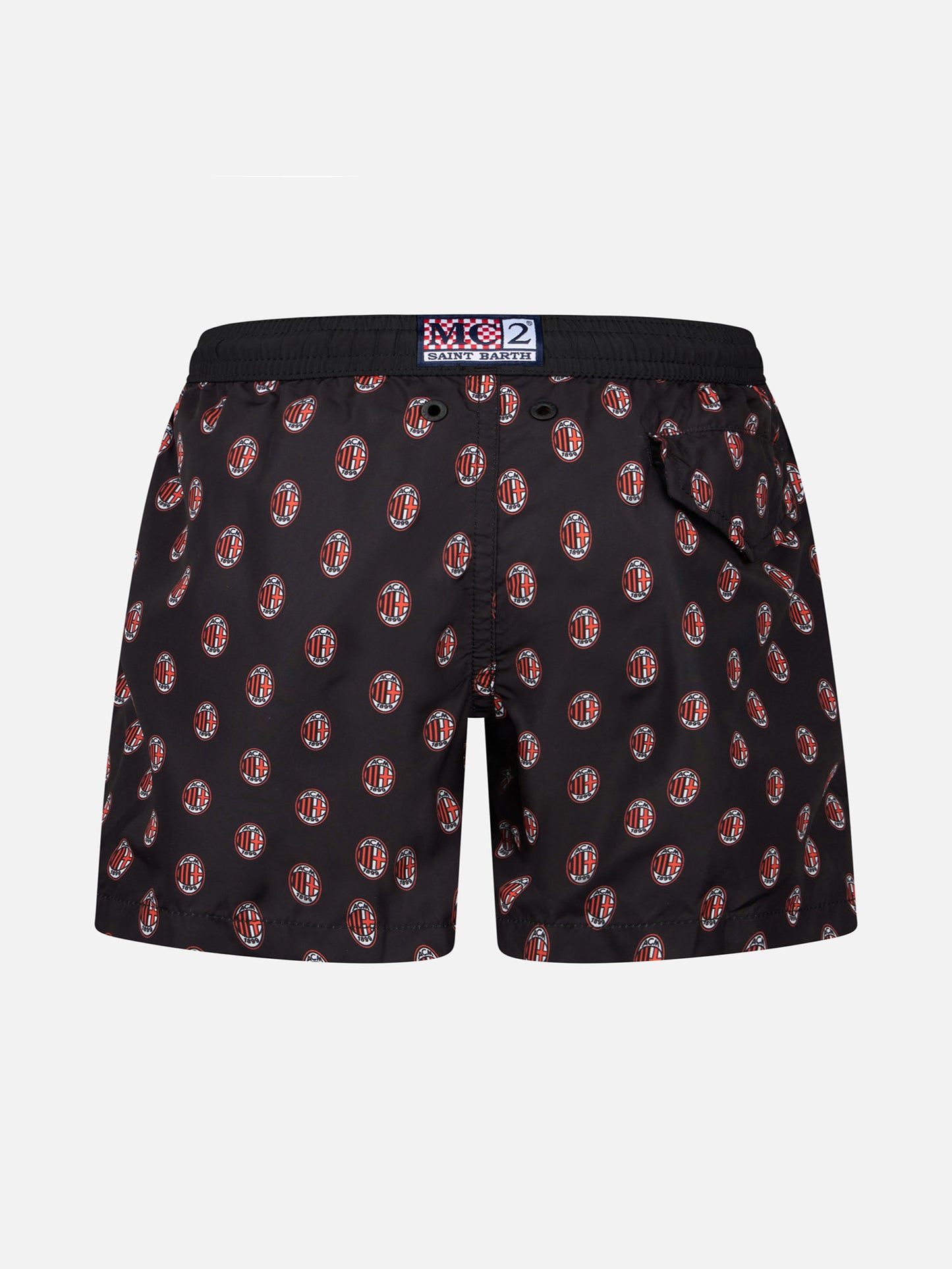 Boy lightweight fabric swimshorts with Milan print | AC MILAN SPECIAL EDITION - MC2 Saint Barth
