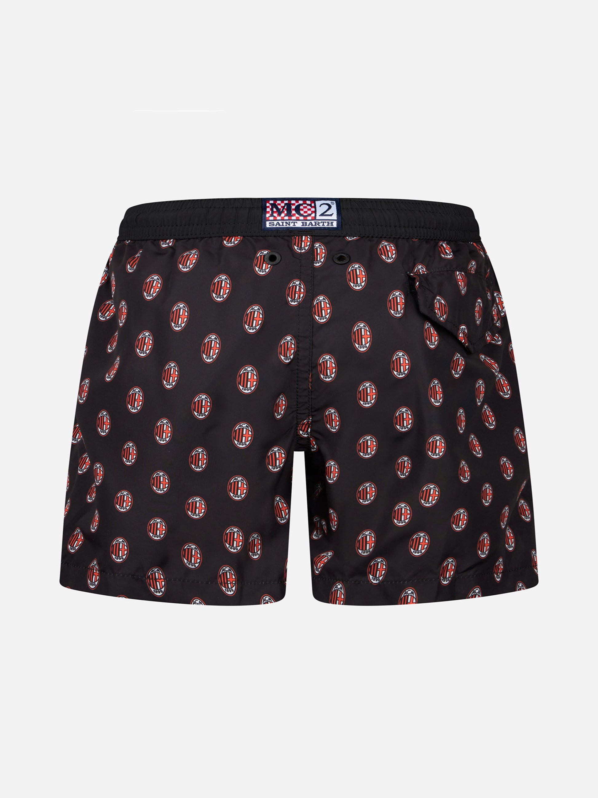 Boy lightweight fabric swimshorts with Milan print | AC MILAN SPECIAL EDITION - MC2 Saint Barth