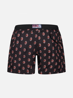 Boy lightweight fabric swimshorts with Milan print | AC MILAN SPECIAL EDITION - MC2 Saint Barth