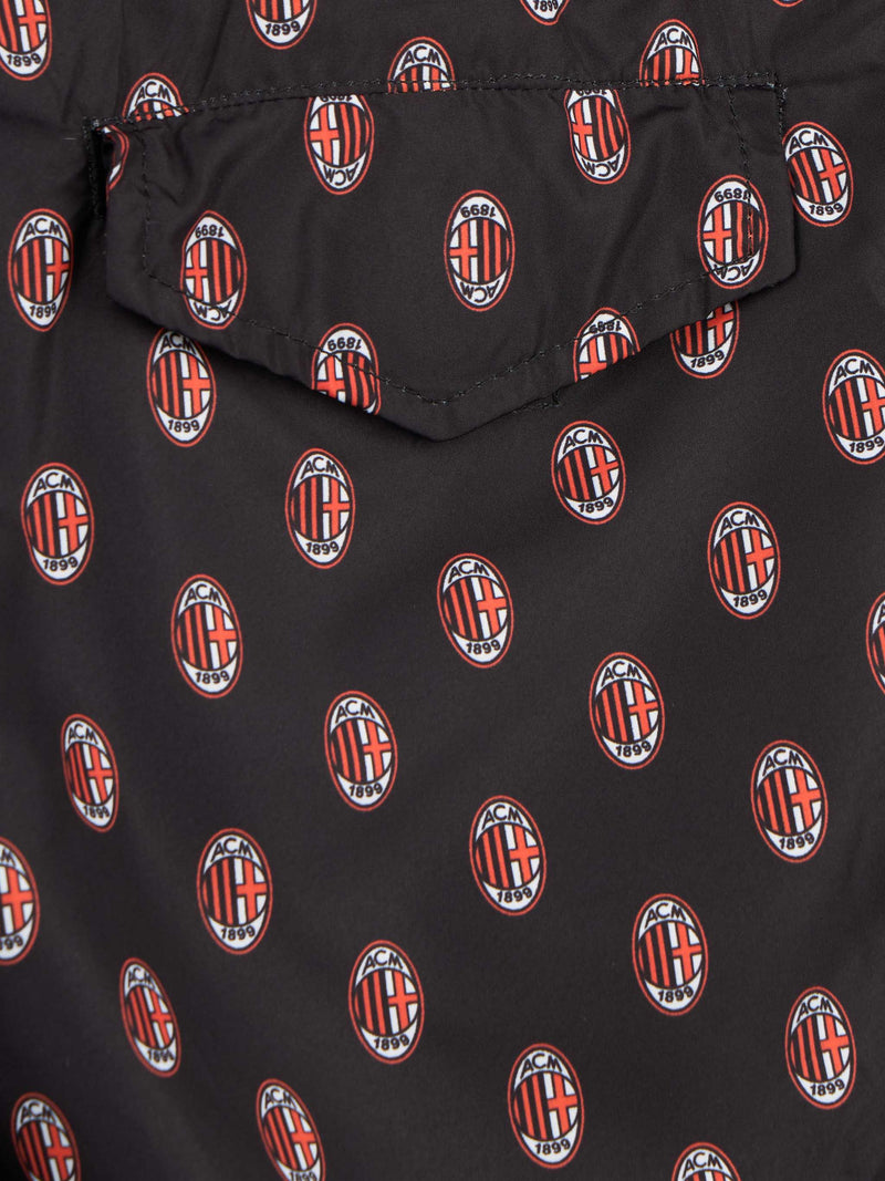 Boy lightweight fabric swimshorts with Milan print | AC MILAN SPECIAL EDITION