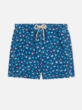 Bañador corto para niño con estampado multicolor de cangrejos 
