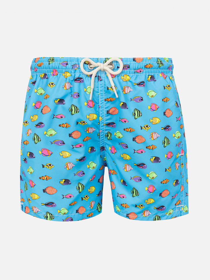 Boy light fabric swim shorts with fish print - MC2 Saint Barth