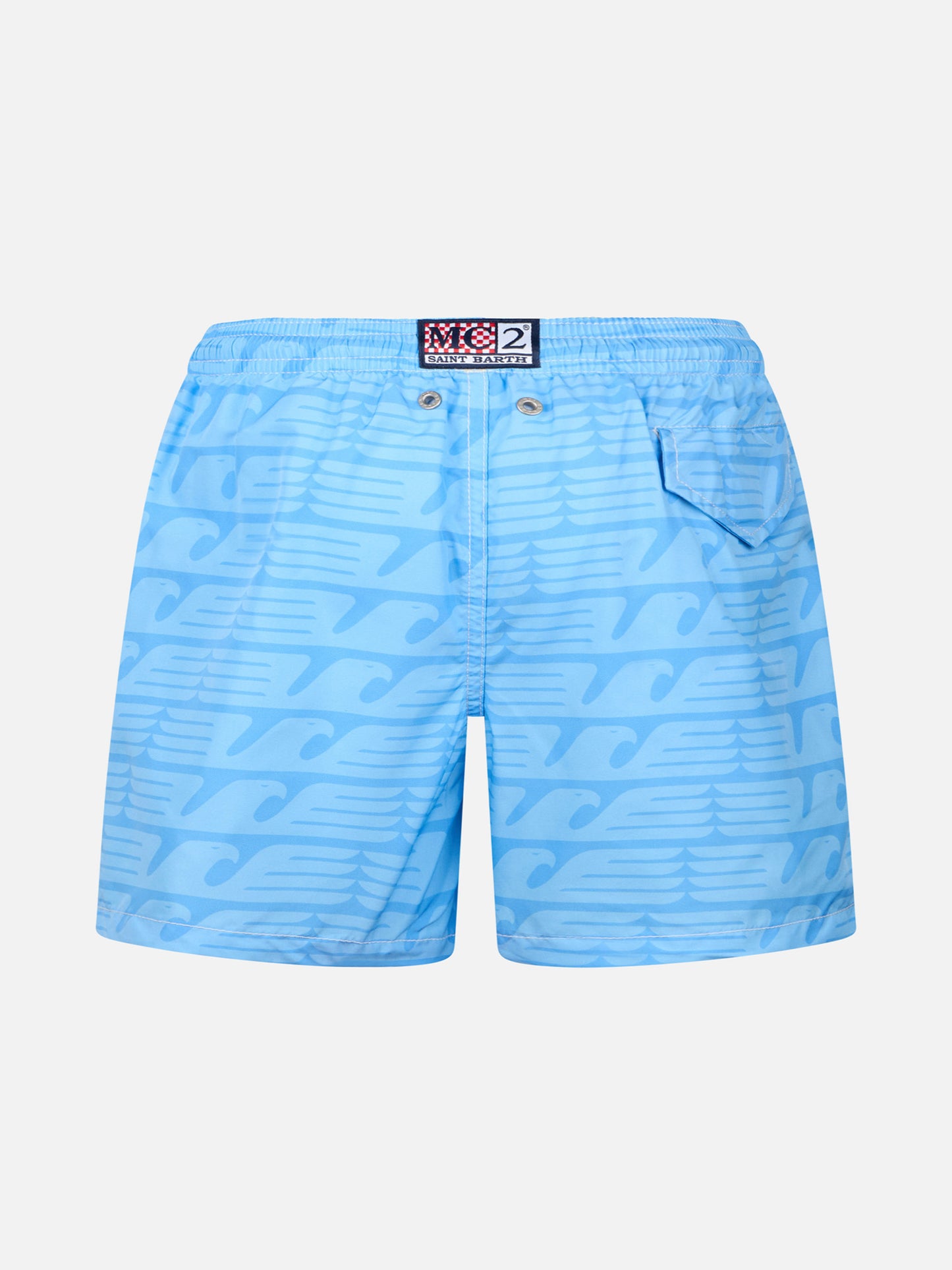 Jean Lighting lightweight fabric swim shorts with Lazio logo print and Di Padre in Figlio embroidery|SS LAZIO SPECIAL EDITION - MC2 Saint Barth